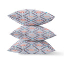 18" X 18" Gray And Blue Blown Seam Geometric Indoor Outdoor Throw Pillow