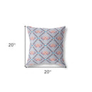 18" X 18" Gray And Blue Blown Seam Geometric Indoor Outdoor Throw Pillow