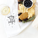 Merry and Bright Cotton Canvas Christmas Kitchen Tea Towel