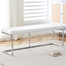 White shoe changing stool, silver metal legs, sofa stool dining chair, suitable for bedroom, fitting room, storage room, dining room, living room. 005
