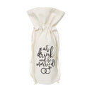 Eat, Drink and Be Married Cotton Canvas Wine Bag
