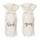 Bride and Groom Cotton Canvas Wine Bag 2-Pack