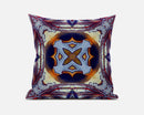 16” Indigo Yellow Geo Tribal Suede Throw Pillow