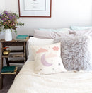 Pink Clouds and Moon Baby Pillow Cover