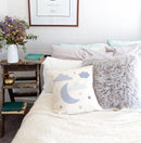 Blue Clouds and Moon  Cotton Canvas Baby Pillow Cover