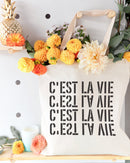 C'est La Vie Cotton Canvas Tote Bag