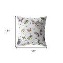 18" White Butterflies Indoor Outdoor Throw Pillow