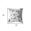 18" White Butterflies Indoor Outdoor Throw Pillow