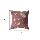 16" Copper Rose Butterflies Indoor Outdoor Throw Pillow