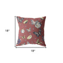 18" Copper Rose Butterflies Indoor Outdoor Throw Pillow