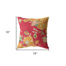 16" Orange Red Garden Indoor Outdoor Throw Pillow