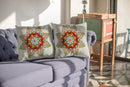 18" Orange Green Mandala Indoor Outdoor Throw Pillow