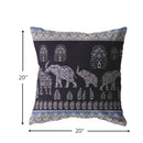 18” Purple Ornate Elephant Indoor Outdoor Throw Pillow