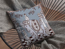 18” Blue Brown Ornate Elephant Indoor Outdoor Throw Pillow
