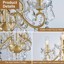 Modern K9 Crystal Chandelier 4 Light Matte Gold Pendant