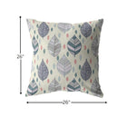 18” Cream Gray Leaves Indoor Outdoor Throw Pillow