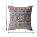 18” Purple Yellow Geofloral Indoor Outdoor Throw Pillow