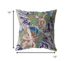 16” Lilac Green Hibiscus Indoor Outdoor Throw Pillow