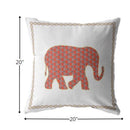18” Orange White Elephant Indoor Outdoor Throw Pillow