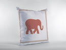 18” Orange White Elephant Indoor Outdoor Throw Pillow