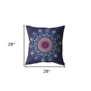 18" X 18" Navy Blue Blown Seam Geometric Indoor Outdoor Throw Pillow