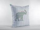 18" Blue Elephant Indoor Outdoor Throw Pillow