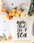 You, Me and the Sea Cotton Canvas Tote Bag