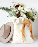 Live Life in Warm Yellows Cotton Canvas Tote Bag