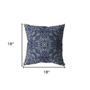 18” Indigo Boho Ornate Indoor Outdoor Throw Pillow