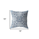 18” Light Blue Boho Ornate Indoor Outdoor Throw Pillow
