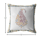 16” Red White Paisley Indoor Outdoor Throw Pillow