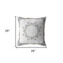 18" X 18" White Blown Seam Geometric Indoor Outdoor Throw Pillow