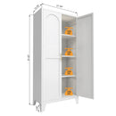 61'' 2 Shapely Doors Cabinet, Metal Storage Cabinet with Doors and Adjustable Shelves, for Bedroom, Living Room-White
