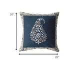 18” Orange Navy Paisley Indoor Outdoor Throw Pillow