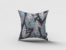 16” Blue Purple Tropical Leaf Indoor Outdoor Throw Pillow