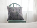 16” Gray Purple Tropical Leaf Indoor Outdoor Throw Pillow