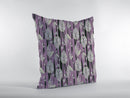 16” Lavender Black Fall Leaves Indoor Outdoor Throw Pillow