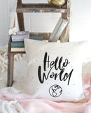 Hello World Baby Cotton Canvas Pillow Cover