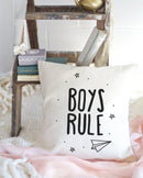 Boys Rule Cotton Canvas Pillow Cover