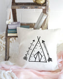 Tee Pee Tribal Baby Cotton Canvas Pillow Cover