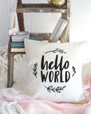 Hello World with Vines Baby Cotton Canvas Pillow Cover