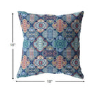 18” Turquoise Red Trellis Indoor Outdoor Zippered Throw Pillow