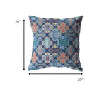 18” Turquoise Red Trellis Indoor Outdoor Zippered Throw Pillow