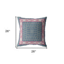 18" Pink Blue Nest Ornate Frame Indoor Outdoor Zippered Throw Pillow