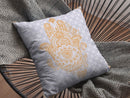 16” Gold Gray Hamsa Indoor Outdoor Zippered Throw Pillow