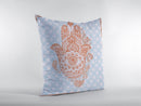 18” Blue Orange Hamsa Indoor Outdoor Zippered Throw Pillow