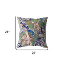 18” Lilac Green Hibiscus Indoor Outdoor Zippered Throw Pillow