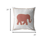 18” Orange White Elephant Indoor Outdoor Zippered Throw Pillow