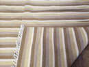 Indian Striped Blanket 6x9, Large Indo Kilim Area Rug, Earthern Tones Woolen Hand-Woven Flatweave South American Style Queen Size Bedspread