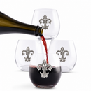 Fleur de Lis Stemless Wine Glasses - Set of 4